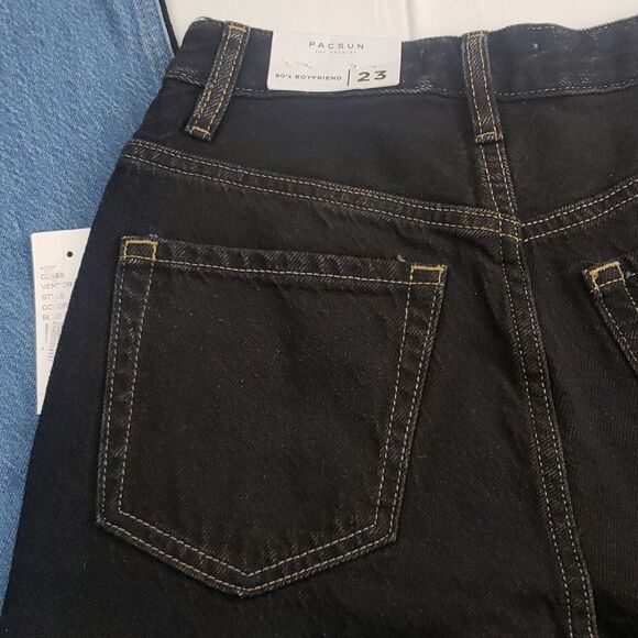 Pacsun Women's 23 Black & Blue Two Tone Paneled Boyfriend Jeans - Picture 6 of 13